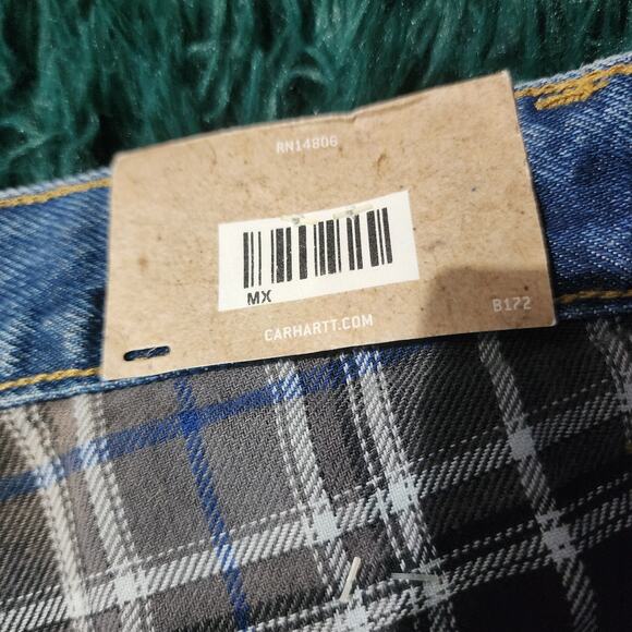Carhartt B172 Relaxed Fit Flannel Lined Straight Leg Work Jeans Blue 36x34 NWT - Picture 7 of 12